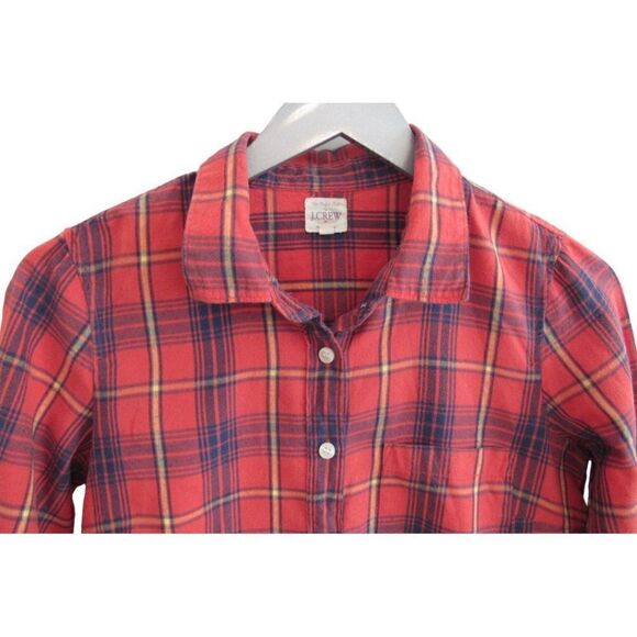 J. Crew Orange Plaid The Perfect Shirt Button Down Flannel Sz XS - Picture 2 of 3